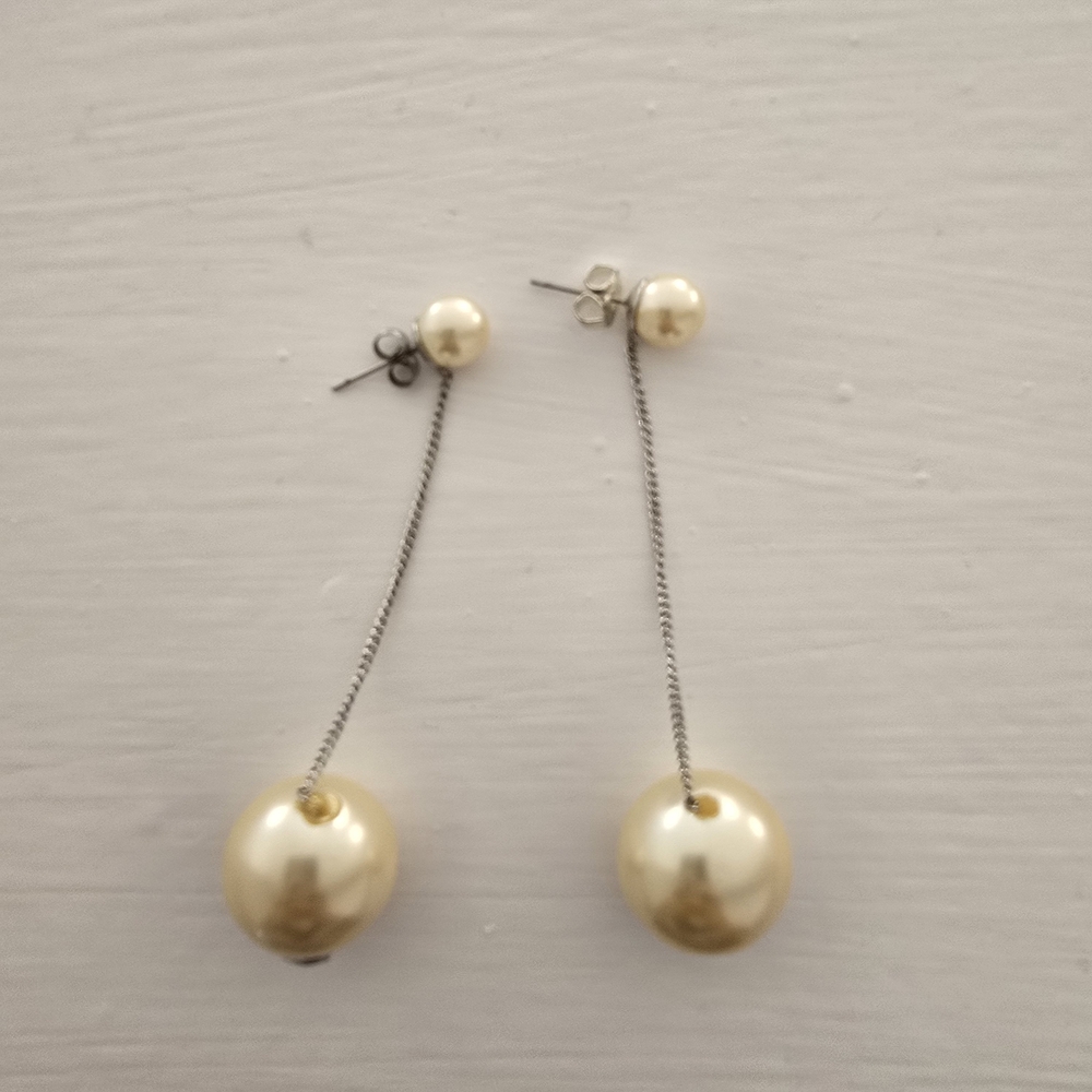 Chanel Pearl Drop Dangle Earrings
